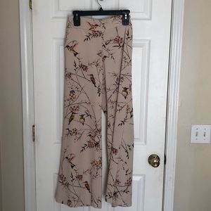 Paper bag waist wide leg dress pants